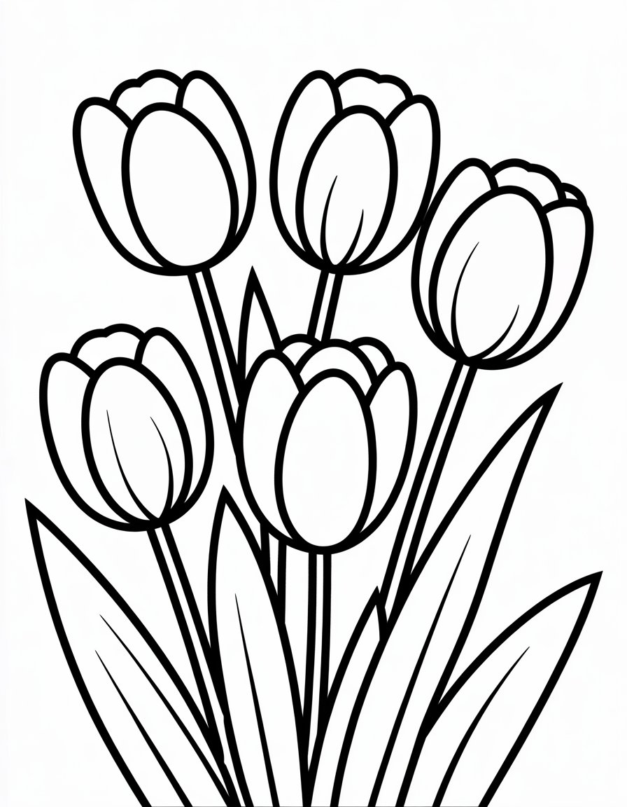 Four Blooming Tulips